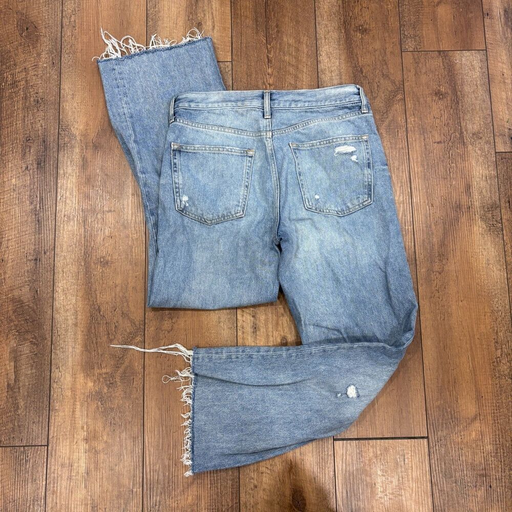 The Gap Low Rise Wide Leg Distressed Stride Jeans Women's Size 28/6 Tall Raw Hem - Picture 3 of 10